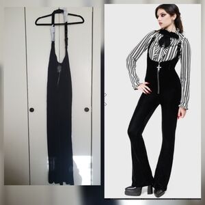 *NWT* Killstar Obscurella Trousers Black Velvet Jumpsuit